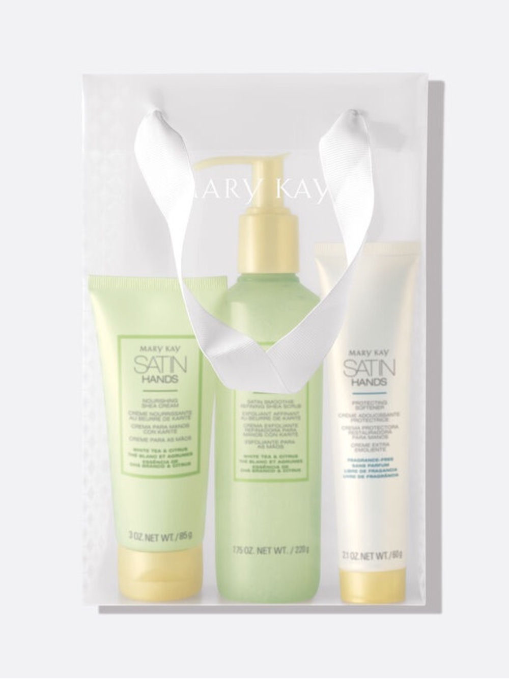 Mary Kay Satin Hands Set - Light Green, White & Cream